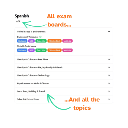 Topic selection screenshot